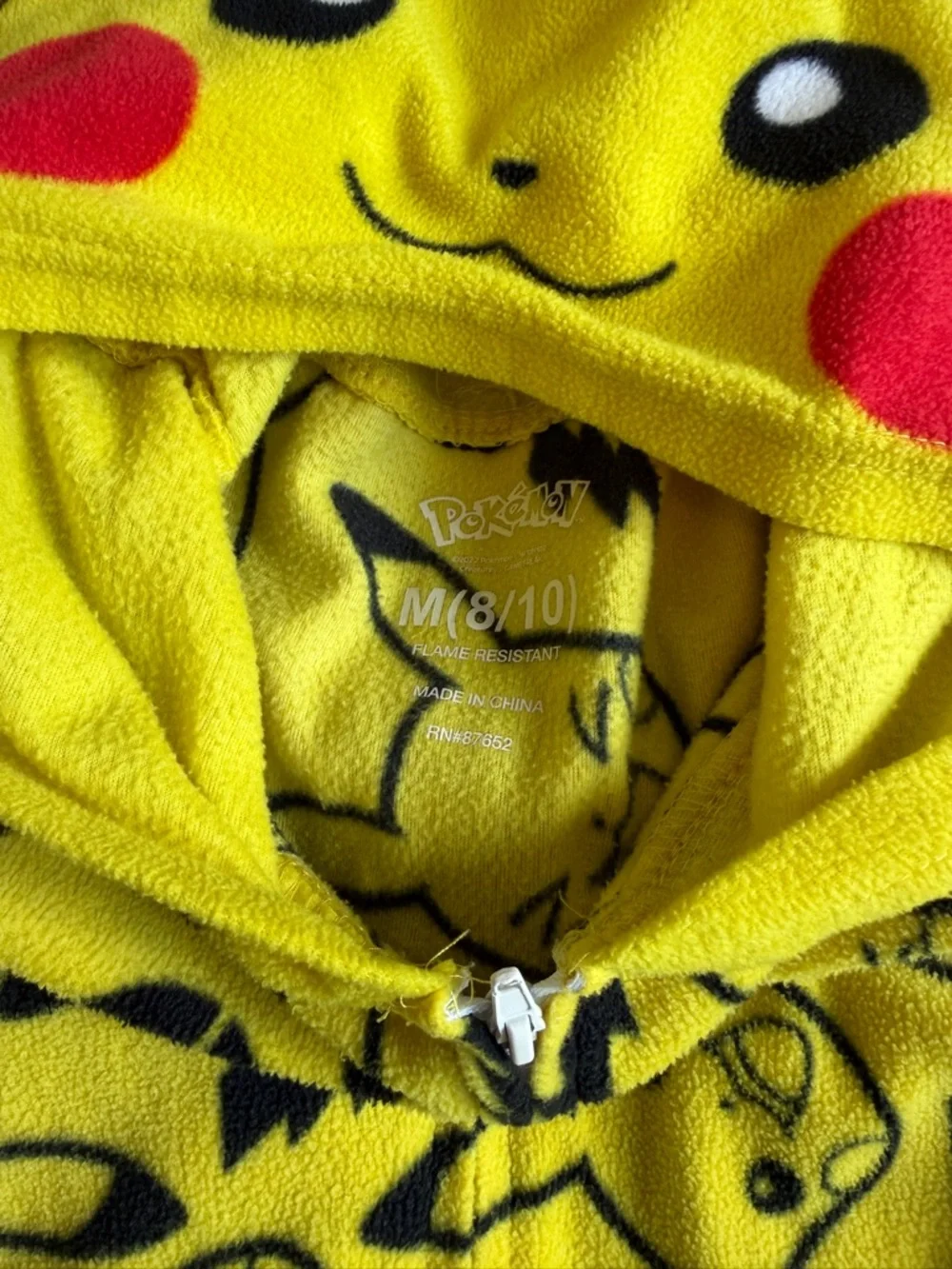 Pikachu Yellow Fleece Hooded One Piece - Character Zip-Up